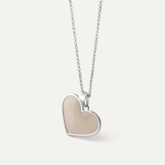 Weißem Herz-Halskette aus Harz, sterling silber 925, platiniert NEW ROMANTIC