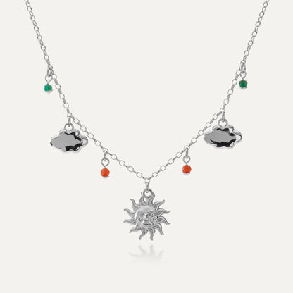 Anhänger Halskette - Sonne und Wolken, 925 Silber mit Platinbeschichtung - GIORRE