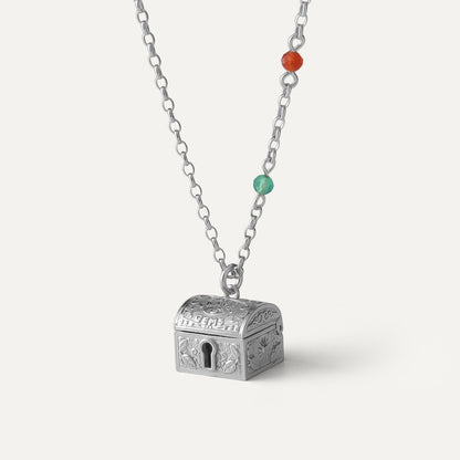 Halskette mit Brustanhänger, platiniertes 925er Silber - GIORRE
