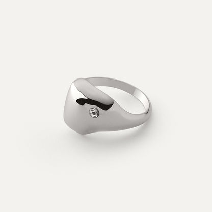 Unregelmäßiger Kuppelring mit Zirkon platiniert RE:SHAPE