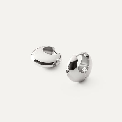 Runde klobige Ohrringe mit Zirkonia platiniert RE:SHAPE