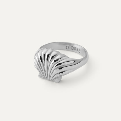 Muschel-Siegelring, 925er Silber, platiniert – GRÖSSE 11 - GIORRE