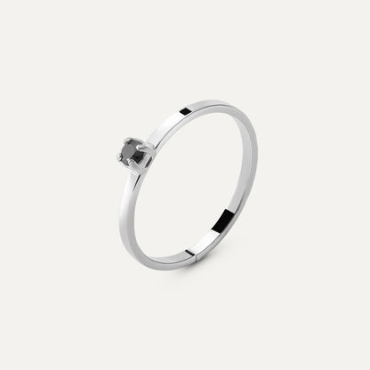 Ring mit 3 mm Diamant, 925er Silber platiniert