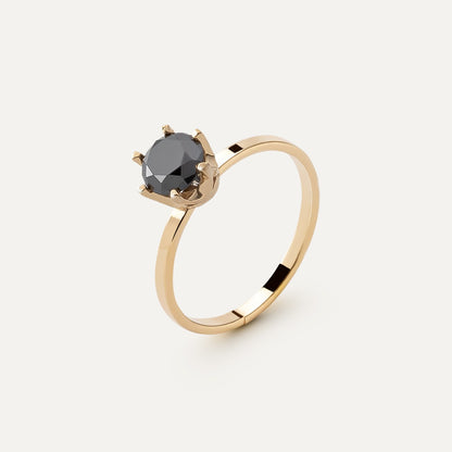 Ring mit 6 mm Diamant, 925er Silber gelbvergoldet