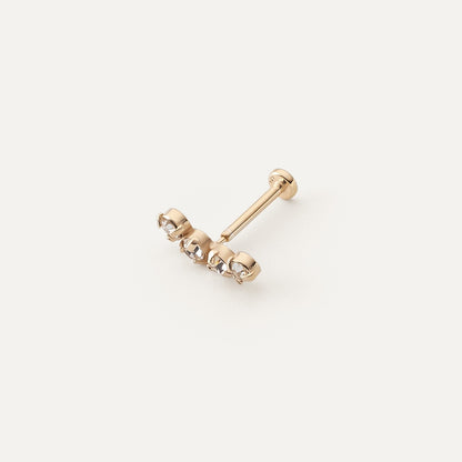 Orecchino labret singolo con zirconi bianchi placcato oro giallo RE:SHAPE