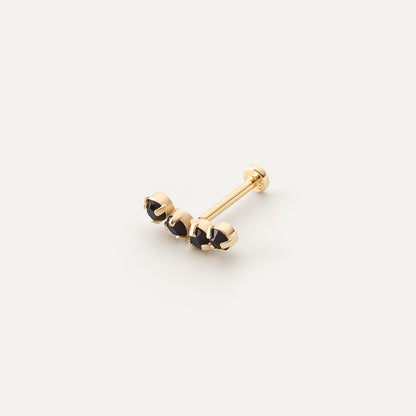 Einzelner Labret-Ohrring mit schwarzem Zirkonia gelbvergoldet RE:SHAPE