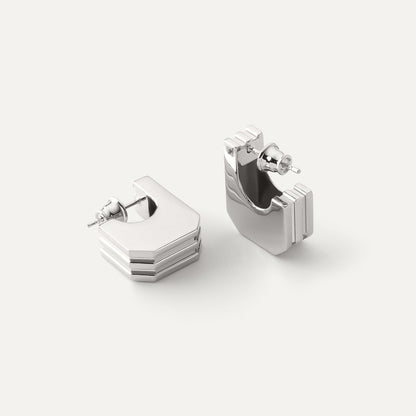 Dreifache geometrische Ohrringe platiniert RE:SHAPE