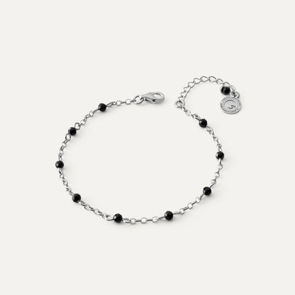 Silbernes Armband mit schwarzem Spinell, plattiert mit Platin - GIORRE