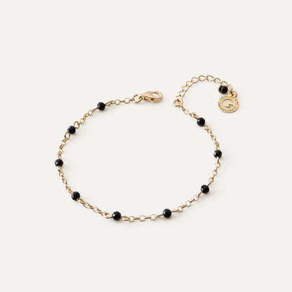 Silbernes Armband mit schwarzem Spinell, überzogen mit Gold - GIORRE