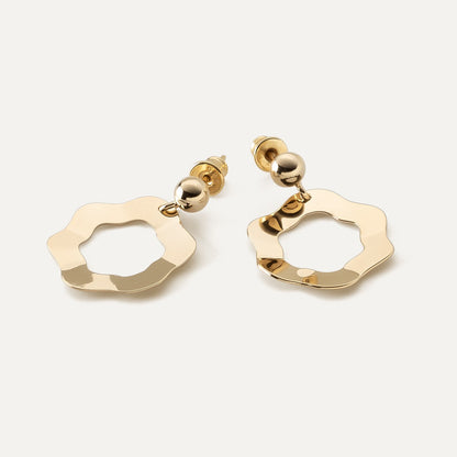 Silver flower earrings with folds, 925 silver yellow gold-plated NEW ROMANTIC