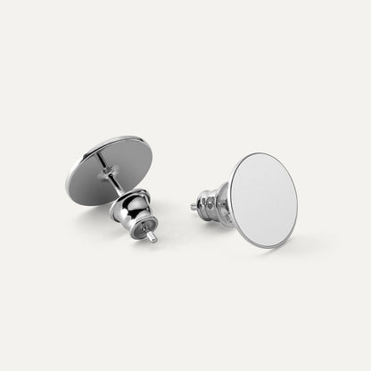 Earrings with round plates 11 mm, 925 silver platinum-plated
