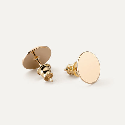 Earrings with round plates 11 mm, 925 silver yellow gold-plated