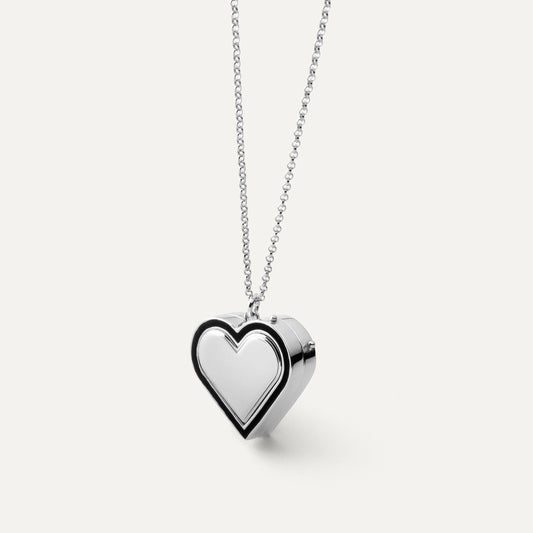 Silber Herz Medaillon Anhänger Halsketten, sterling silber 925, platiniert NEW ROMANTIC