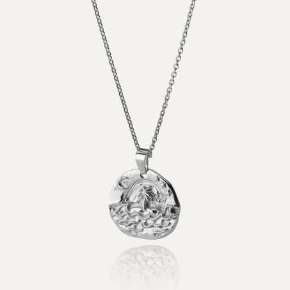Silberne Meeres-Talisman-Halskette mit Platin überzogen - GIORRE