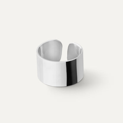 Bague ondulée, argent 925, plaqué platine - taille universelle (du 11 au 15) NEW ROMANTIC