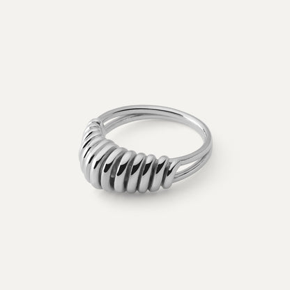 Anello intrecciato, argento 925, XENIA x GIORRE placcato platino