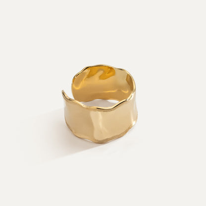 Wavy ring, 925 silver with gold plating – adjustable size (from 15 to 21)