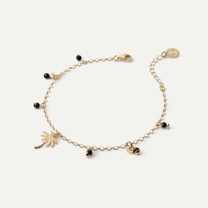 Palm bracelet with black spinel, 925 silver with gold plating TRAVEL