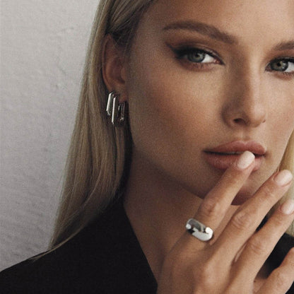 Gladener breiter Ring - XENIA x GIORRE, 925 Silber platiniert