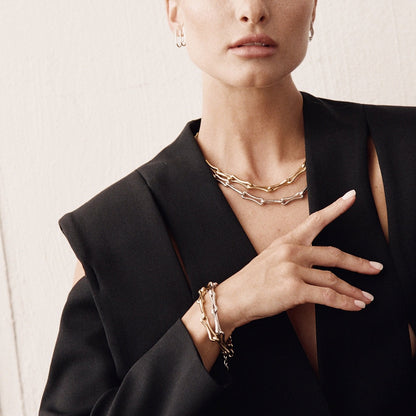 Dicke Gliederarmband - XENIA x GIORRE, 925er Silber platiniert