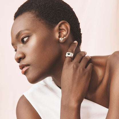 Boucles d'oreilles en forme de cœur potelé, argent 925 plaqué or jaune NEW ROMANTIC