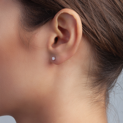 Ohrringe mit 3 mm Zirkonia, 925er Silber gelbvergoldet