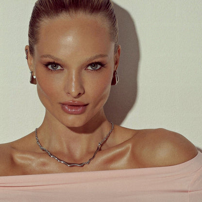 Wave necklace platinum-plated RE:SHAPE