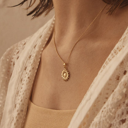 Sonnenblume kette, sterlingsilber 925 gelbvergoldet BALI SUN
