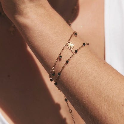 Pulsera de plata con espinela negra, bañada en oro TRAVEL
