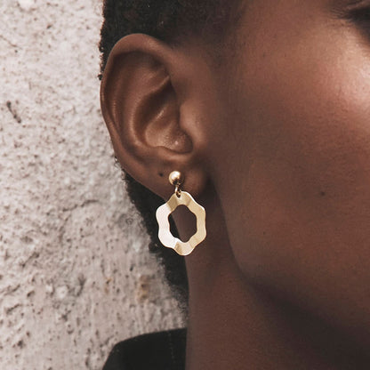 Silver flower earrings with folds, 925 silver yellow gold-plated NEW ROMANTIC