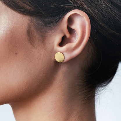 Earrings with round plates 11 mm, 925 silver platinum-plated