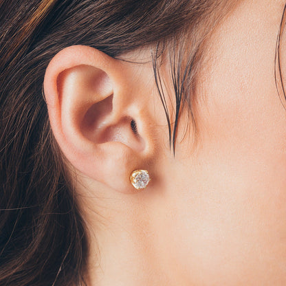 Ohrringe mit 6 mm Zirkonia, Sterling Silber 925 gelbvergoldet