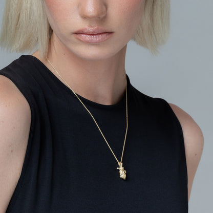 Anatomische herz kette für damen silber 925 gelbvergoldet