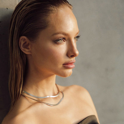 Flaches choker sterling silber 925, XENIA x GIORRE, gelbvergoldet
