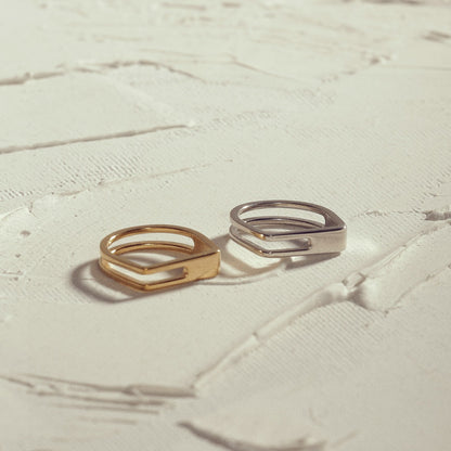 Geometrischer Siegelring platiniert RE:SHAPE