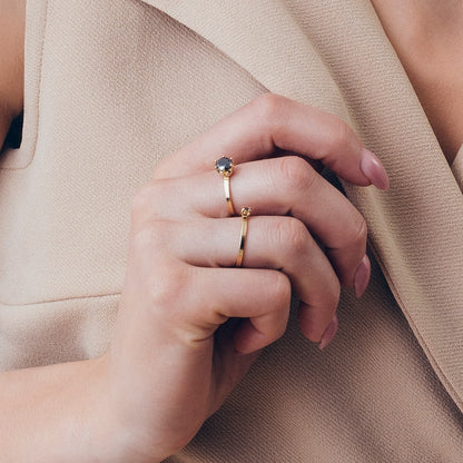 Ring mit 6 mm Diamant, 925er Silber gelbvergoldet