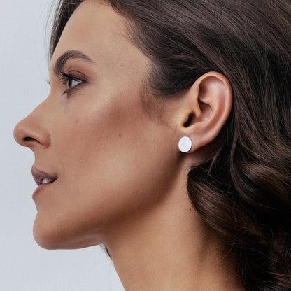 Earrings with round plates 11 mm, 925 silver platinum-plated