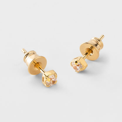 Ohrringe mit 3 mm Zirkonia, 925er Silber gelbvergoldet
