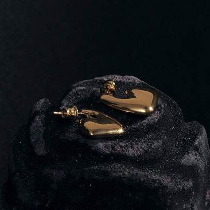 Small chunky earrings yellow gold plated RE:SHAPE
