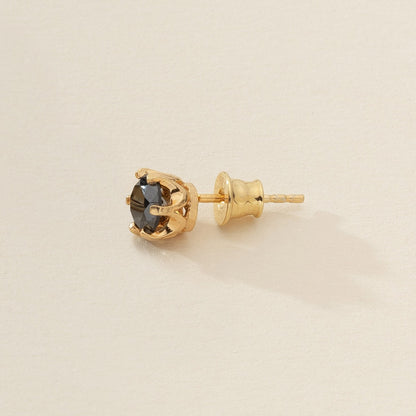 Pendiente de hombre con diamante negro de 6 mm, plata 925 bañada en platino.