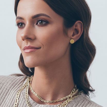 Earrings with round plates 11 mm, 925 silver platinum-plated