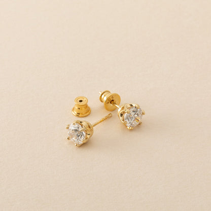 Ohrringe mit 6 mm Zirkonia, Sterling Silber 925 gelbvergoldet
