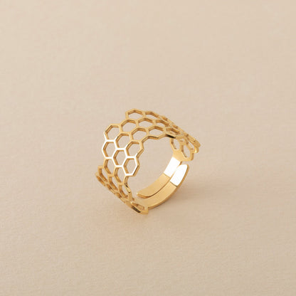 Bienenwabenring, 925er Silber platiniert