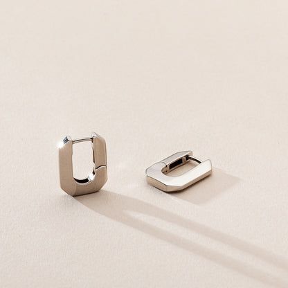 Ohrringe mit geometrischen Rechtecken - klein, silber 925, XENIA x GIORRE platiniert