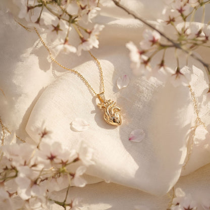 Anatomische herz kette für damen silber 925