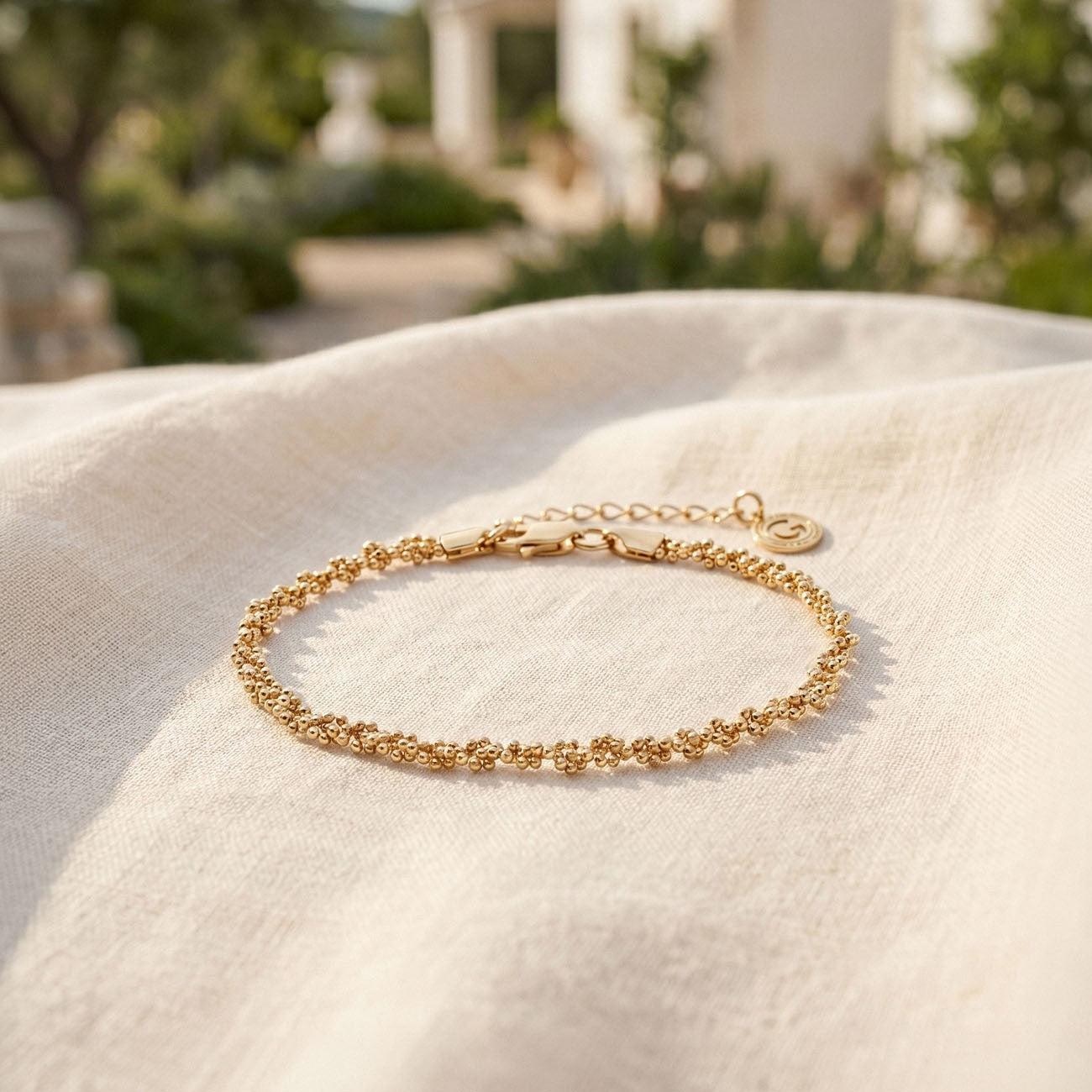 Geflochtenes Armband aus drei Ketten mit Kugelgliedern, 925er Silber