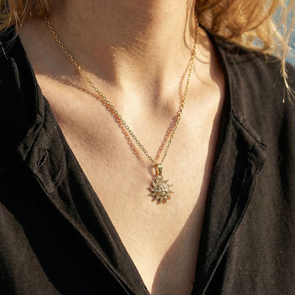 Gold sonne Halskette, gold 14K BALI SUN