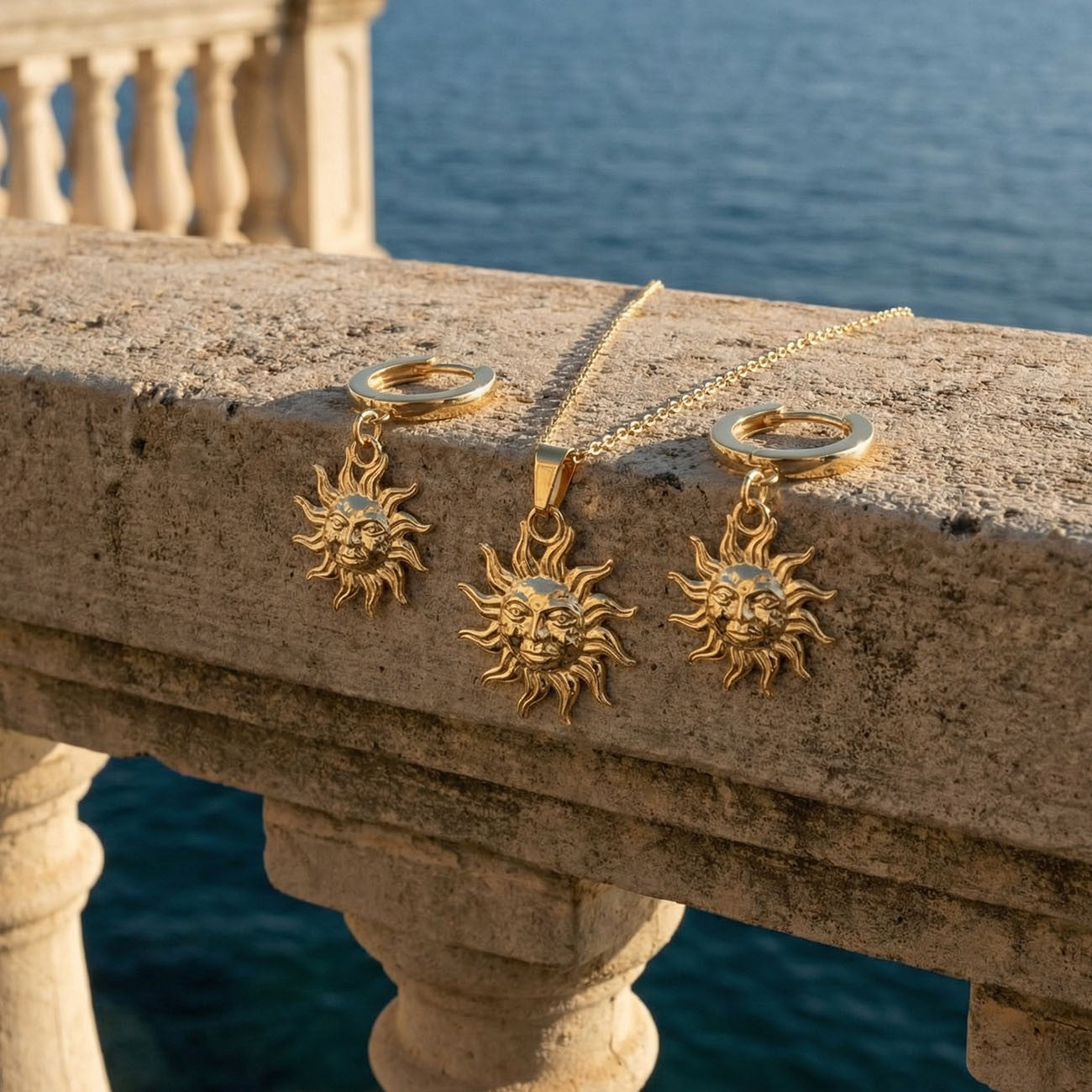 Gold sonne Halskette, gold 14K BALI SUN