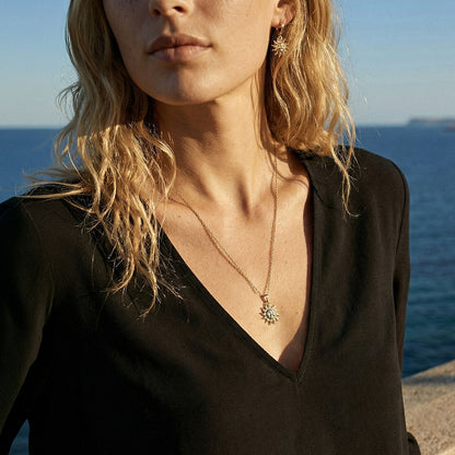 Gold sonne Halskette, gold 14K BALI SUN