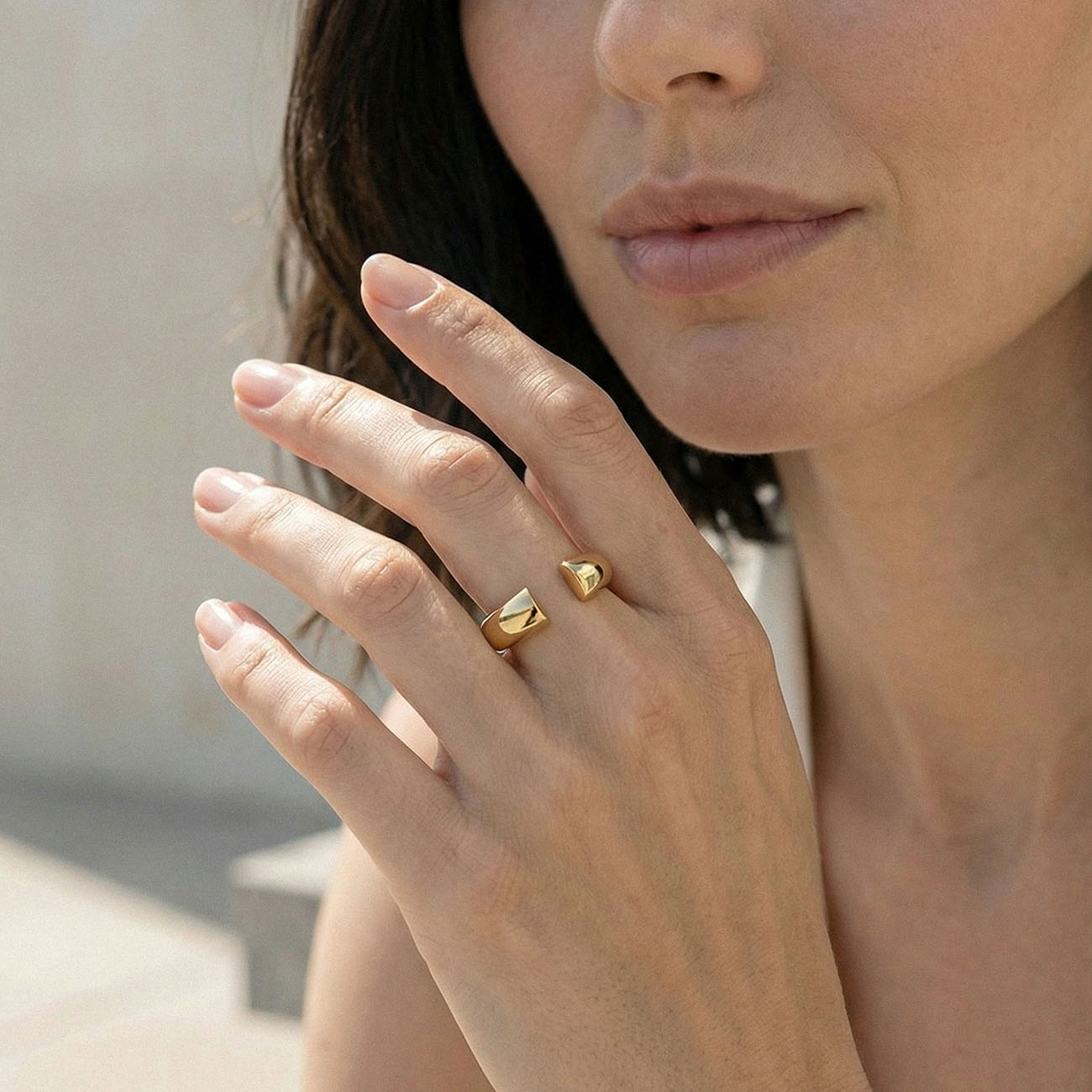 Bague ouverte, argent 925, XENIA x GIORRE plaqué platine